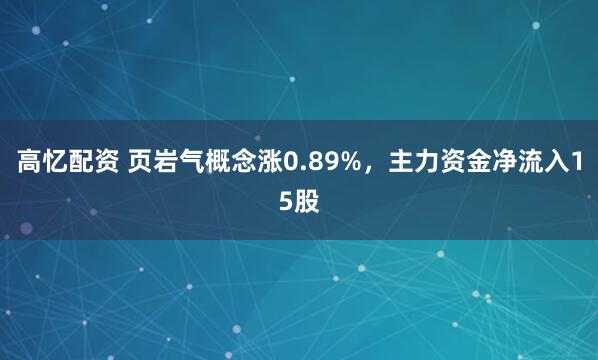 高忆配资 页岩气概念涨0.89%，主力资金净流入15股